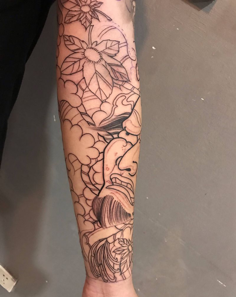 花臂纹身图片_手臂老传统纹身图案
