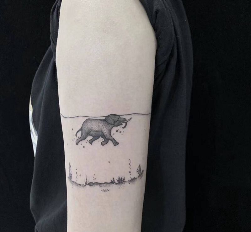 小象纹身图片_手臂纹身图案