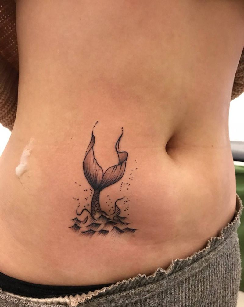 鲸，天使，剪刀纹身图片