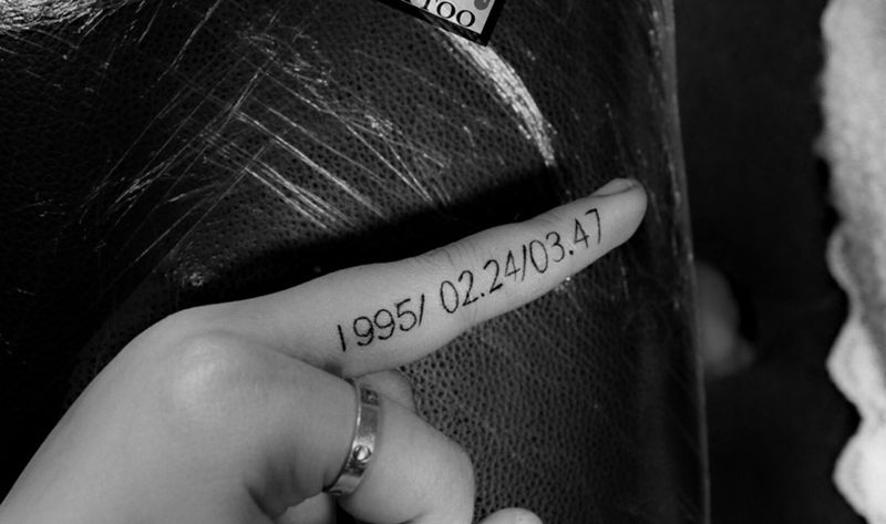 手指上的生日纹身图片_成品手稿手部字符纹身图案