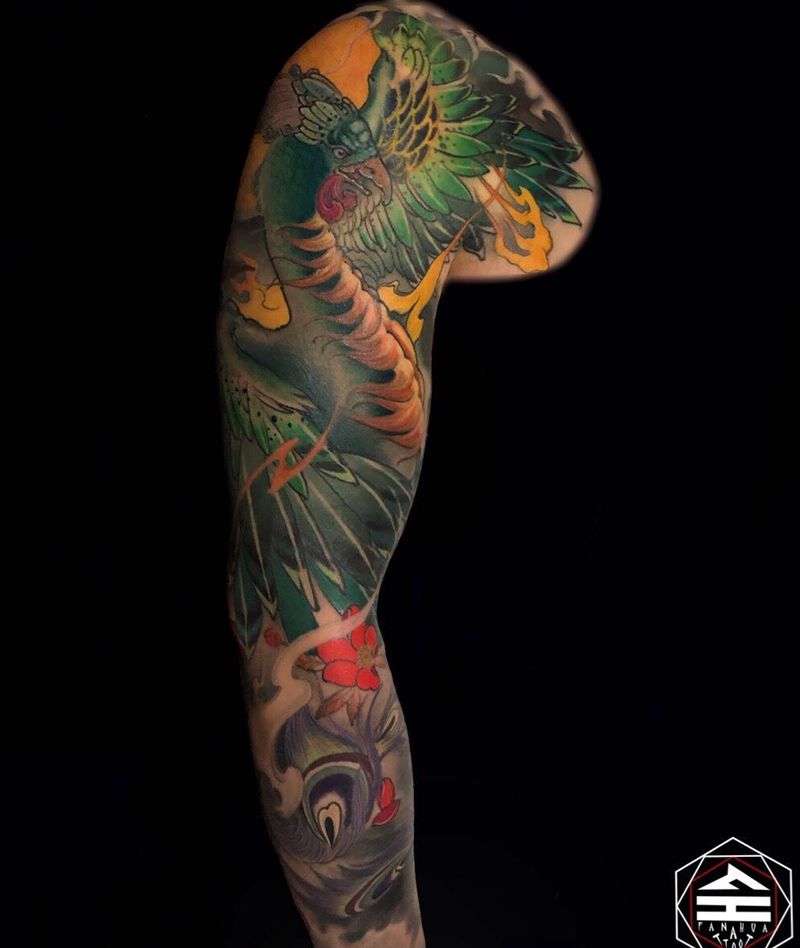 青鸾纹身图片_手臂新传统纹身图案