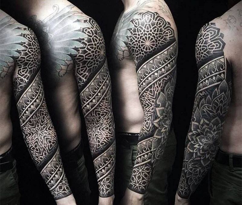 玛雅图腾臂纹身图片