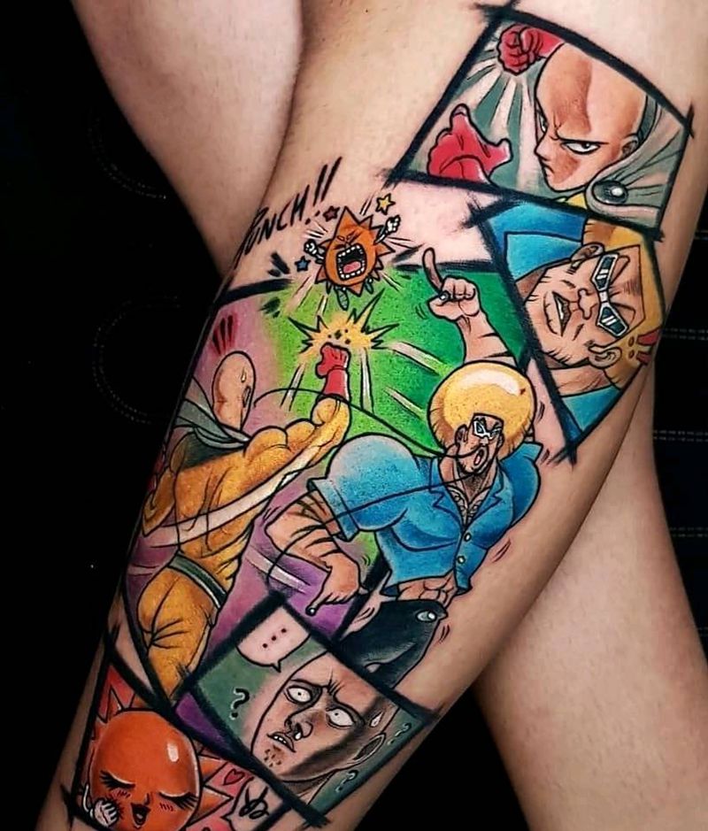 漫画纹身图片_手臂腿部New School水彩纹身图案