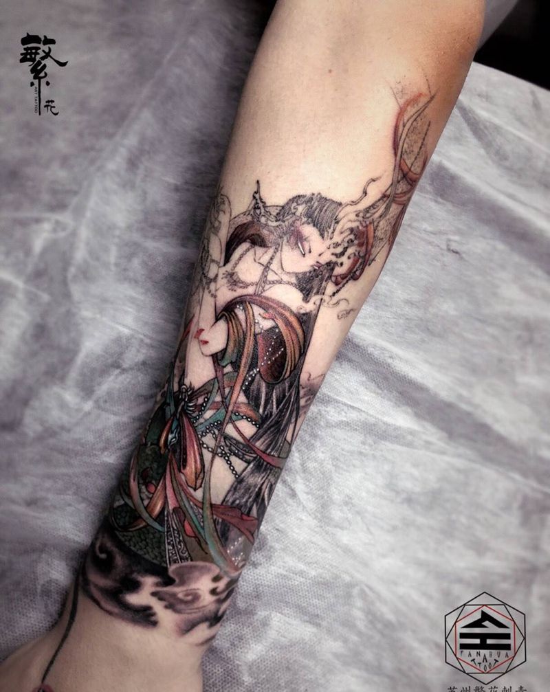 天龙八部之：摩呼罗迦纹身图片_手臂新传统摩呼罗迦纹身图案