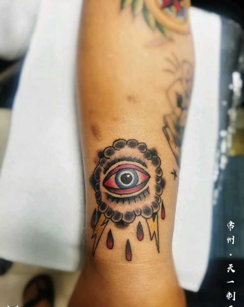 眼镜纹身图片_手臂Old School纹身图案