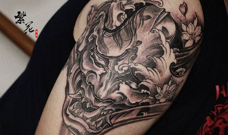 般若纹身图片_成品手稿手臂手部传统鬼神原创纹身图案