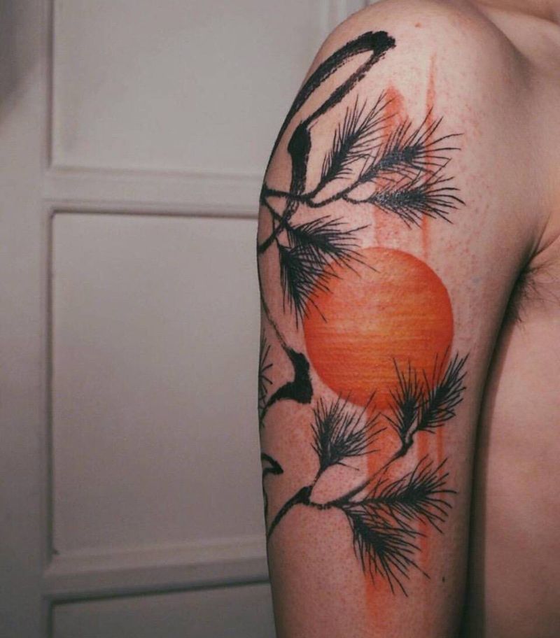 中国风 泼墨纹身图片_手稿成品手臂肩部胸部颈部传统植物图腾纹身图案