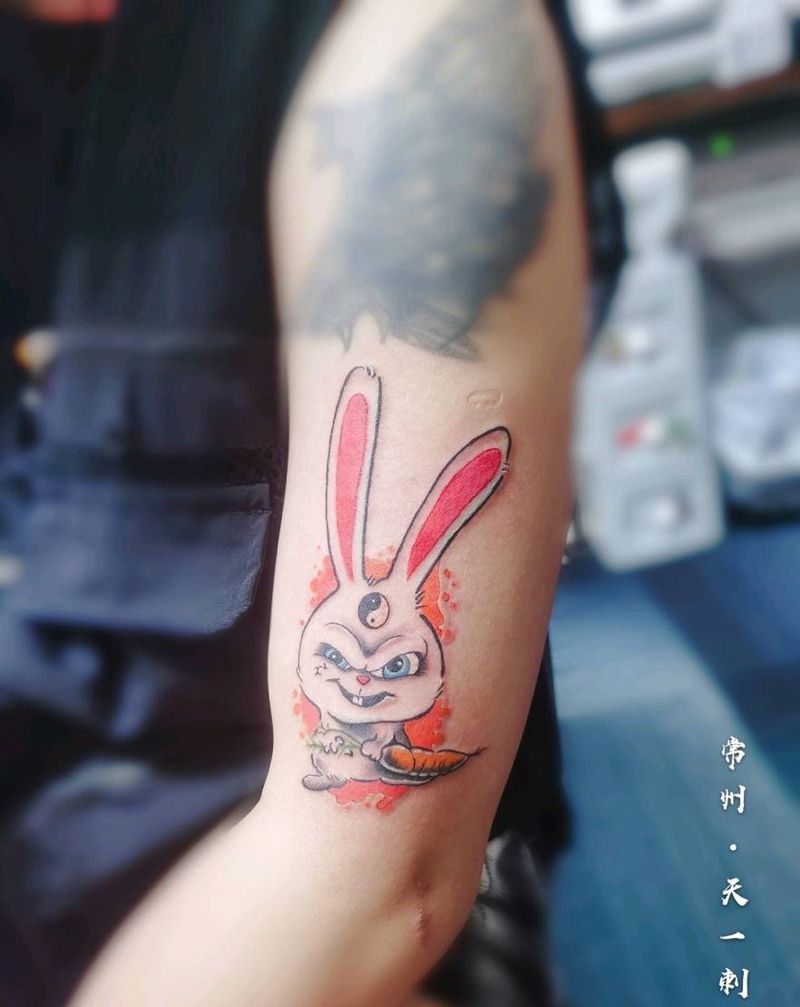 流氓兔纹身图片_手臂水彩纹身图案