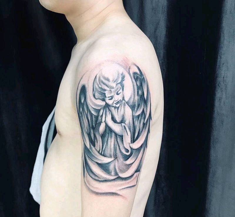 天使纹身图片_欧美写实纹身图案
