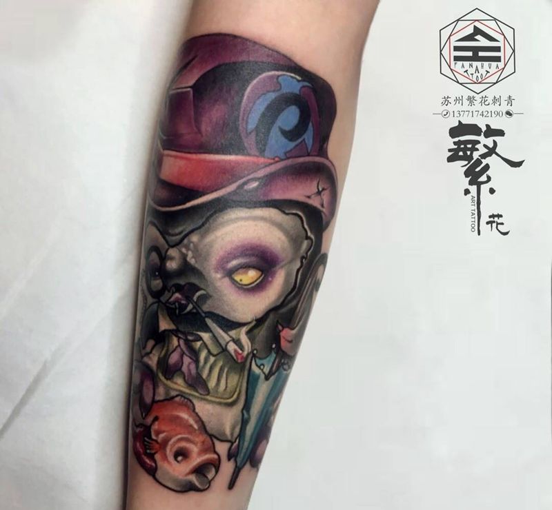 获奖作品《绅士企鹅》纹身图片_成品手稿手臂欧美原创动物纹身图案