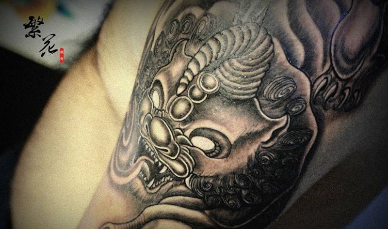 年 貔貅纹身图片_成品手稿手臂手部肩部传统动物鬼神纹身图案