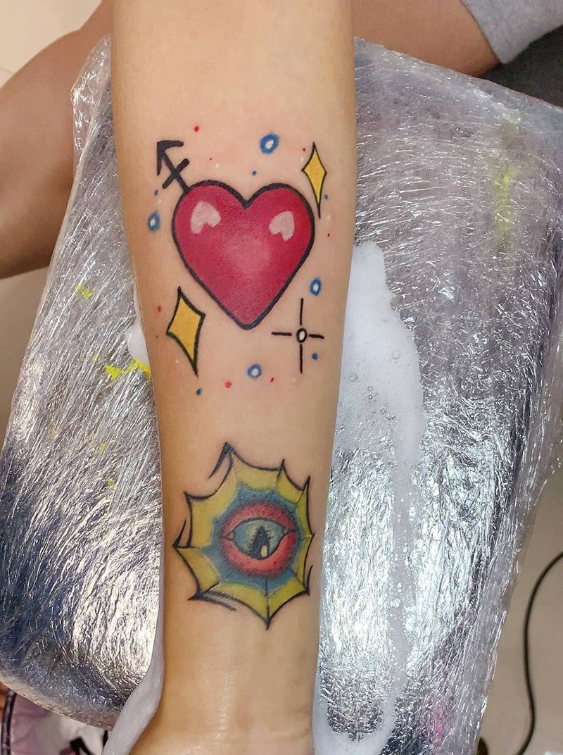 修改添加❤️纹身图片_手臂New School水彩纹身图案