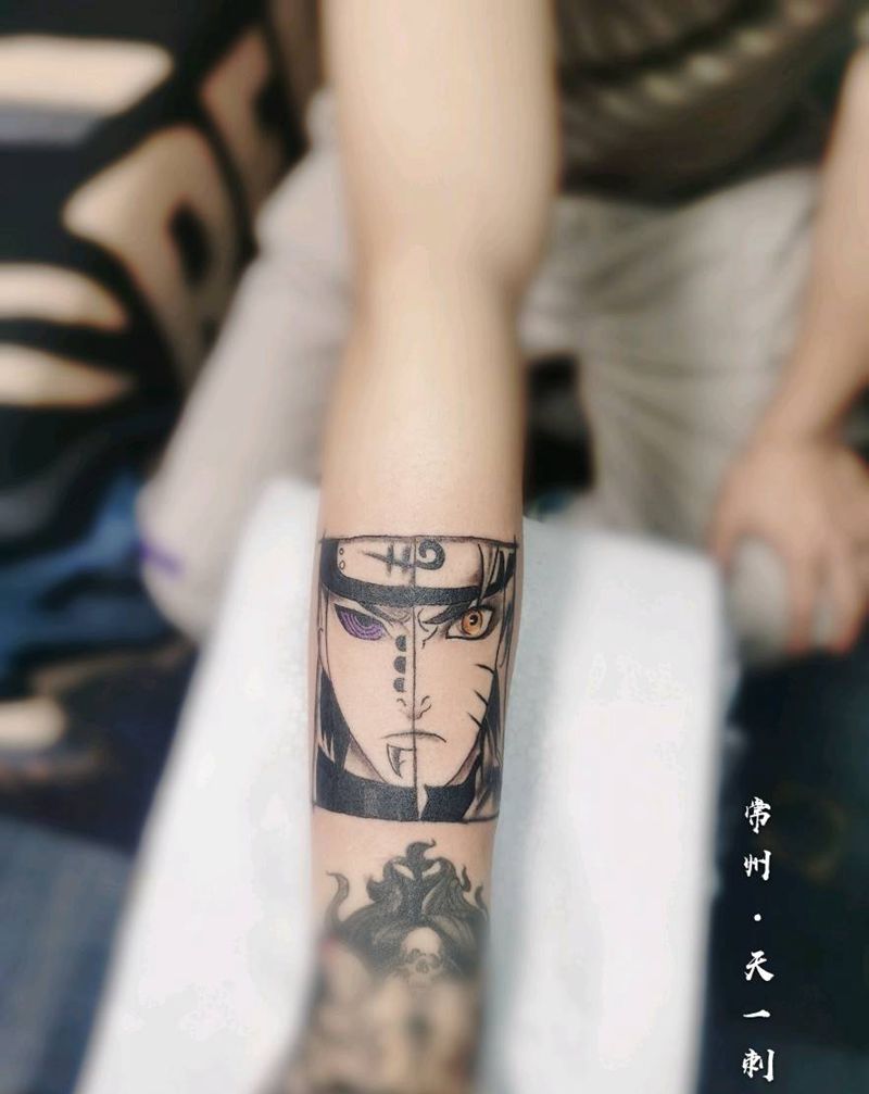 鸣人佩恩纹身图片_手部纹身图案