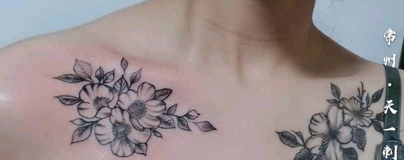 素花纹身图片_胸部点刺纹身图案