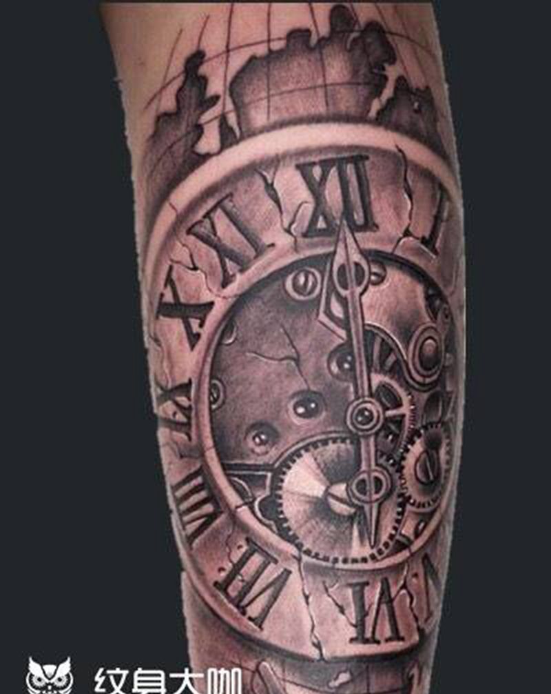 时钟纹身图片