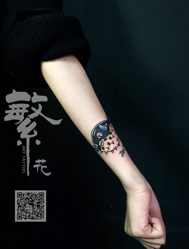 河豚 狐狸猫 美女纹身图片_成品手稿手臂手部欧美几何人物动物纹身图案