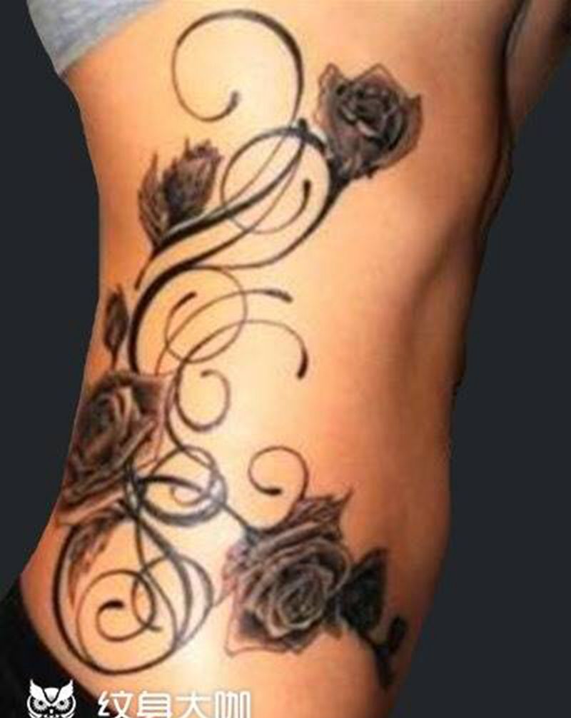 腰花纹身图片
