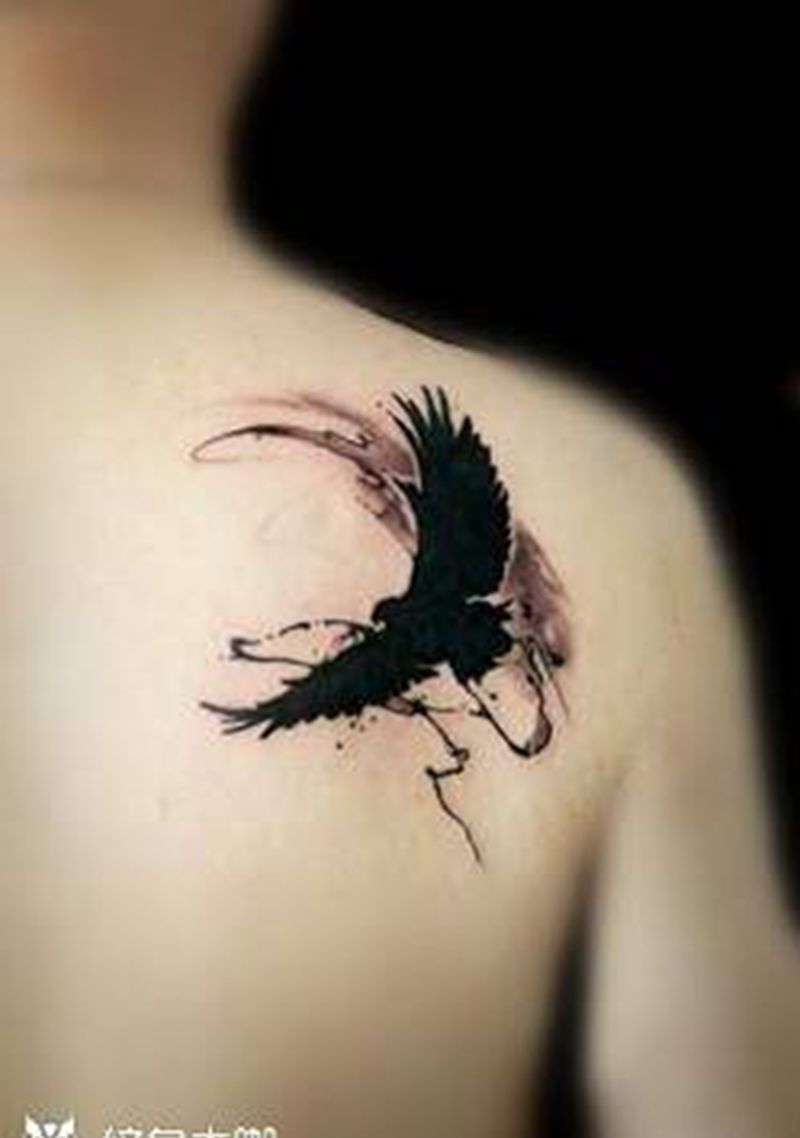 泼墨 鹰纹身图片