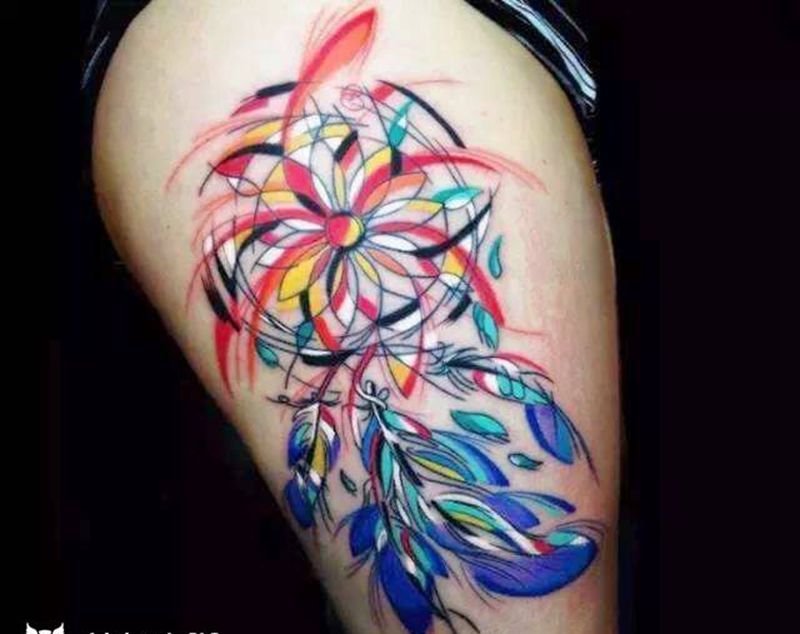 捕梦网纹身图片