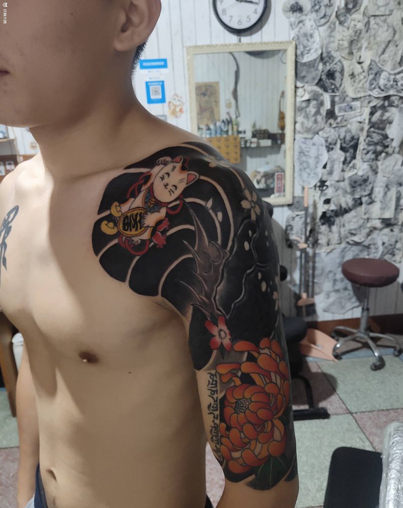 遮盖纹身图片_手臂老传统纹身图案