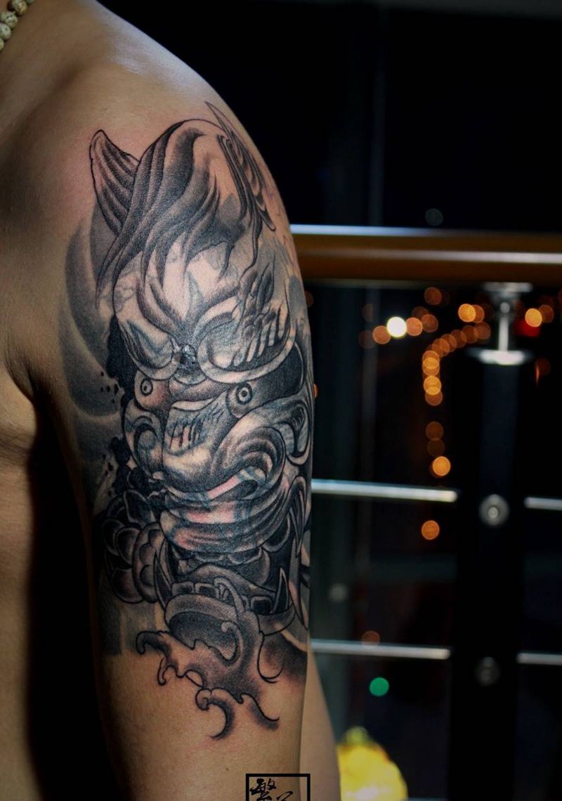 遮盖未完成纹身图片_成品手稿手臂手部传统鬼神纹身图案