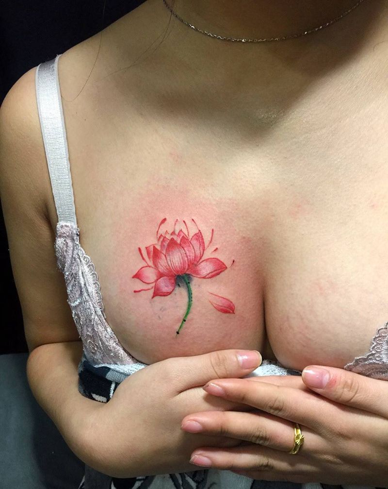 莲花遮盖纹身图片
