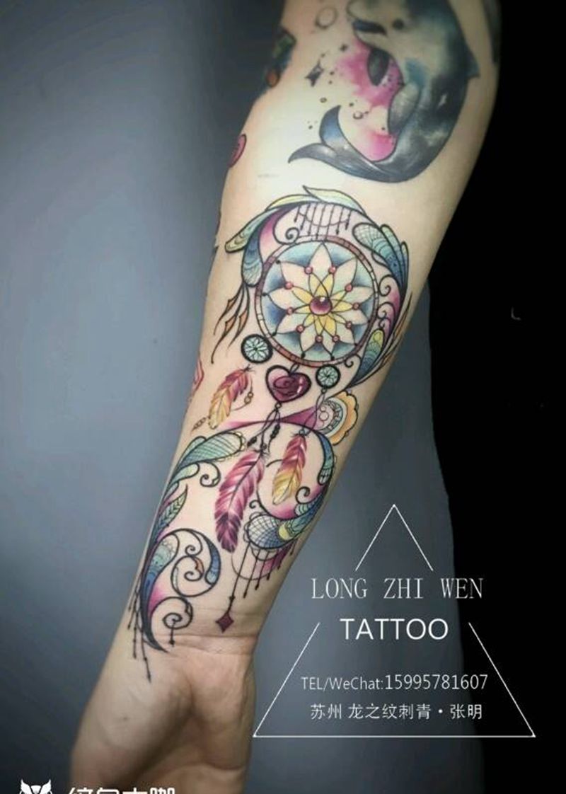 捕梦网纹身图片