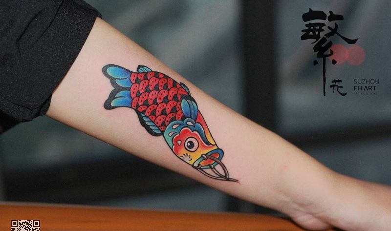 鱼旗 路飞 船锚纹身图片_成品手稿腰部臀部手臂手部腿部清新几何人物纹身图案