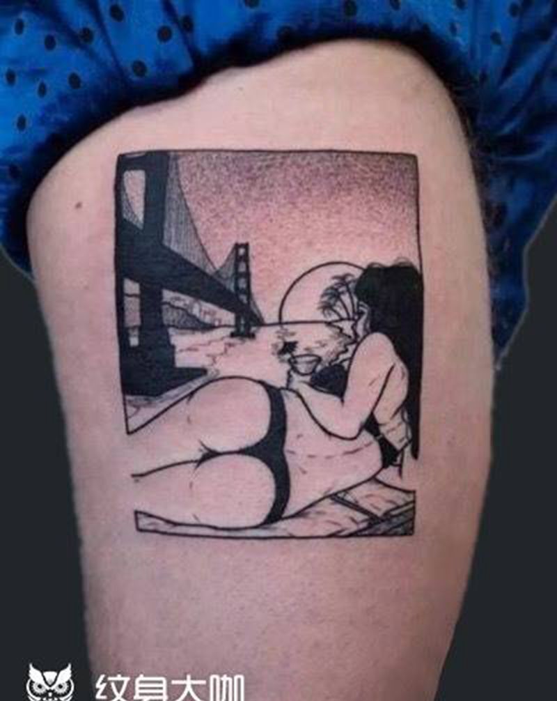 腿纹身图片
