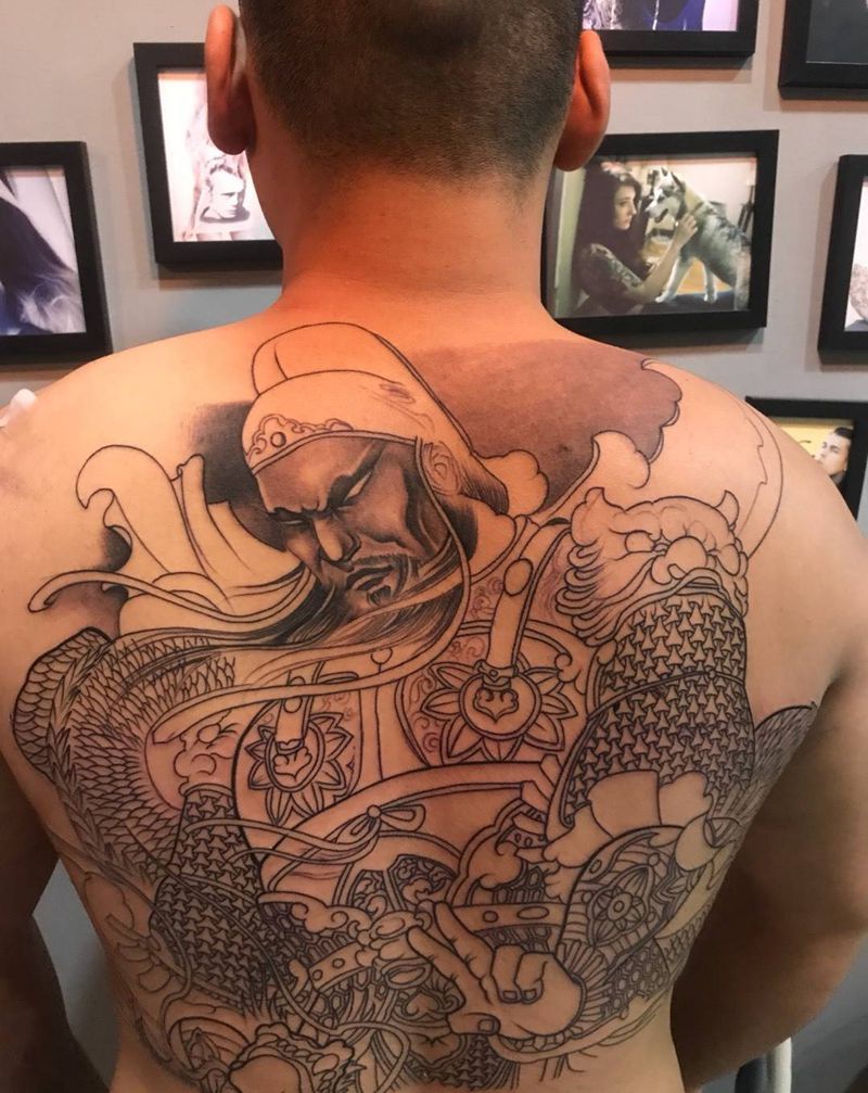满背关公第二个纹身图片