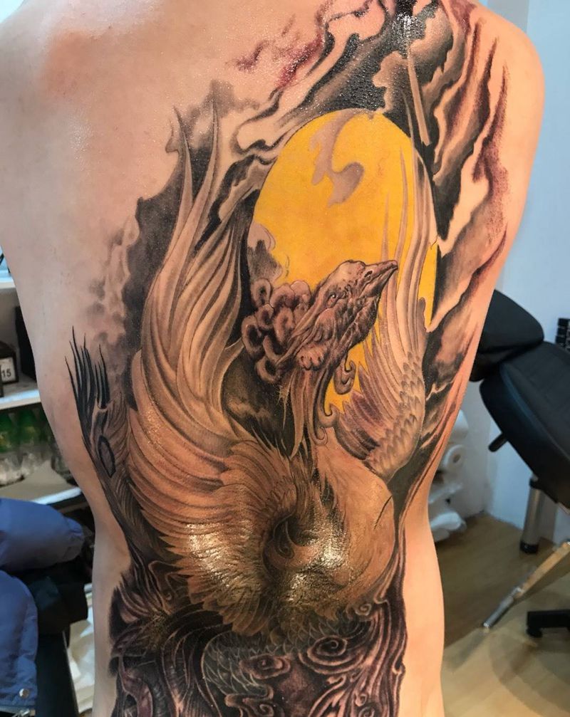 凤凰纹身图片_背部腿部纹身图案