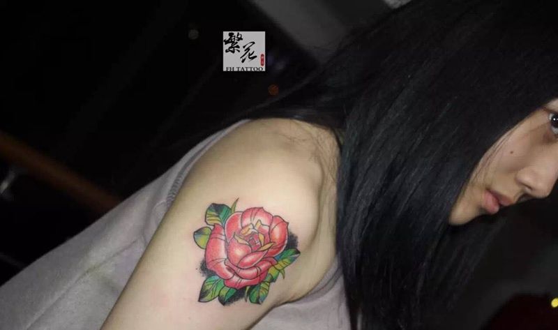 玫瑰纹身图片_成品手臂纹身图案