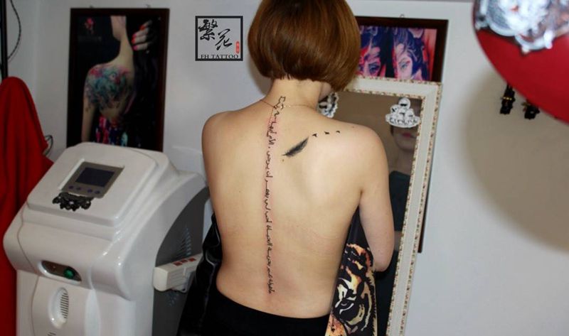 梵文纹身图片_手稿颈部腰部纹身图案