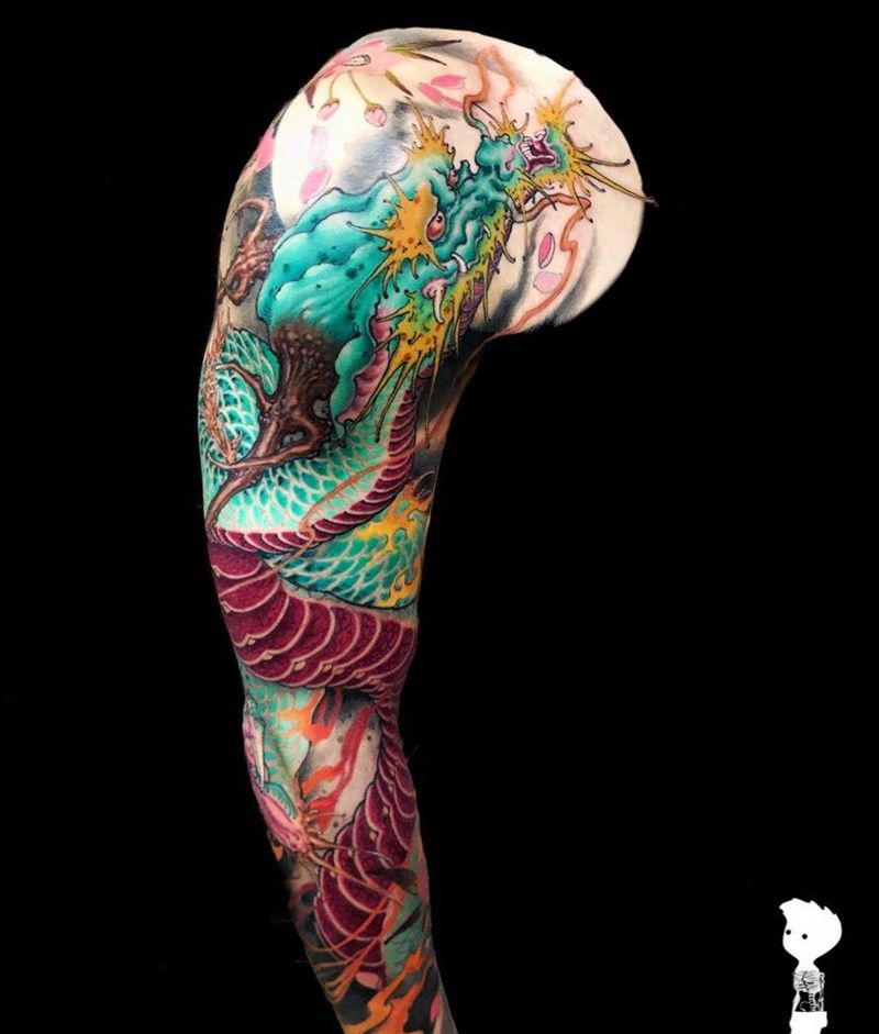 花臂龙纹身图片