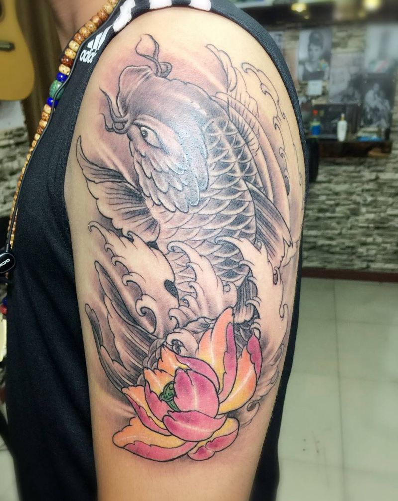 鲤鱼纹身图片_背部手臂腿部动物纹身图案