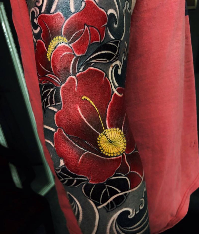 山茶花纹身图片