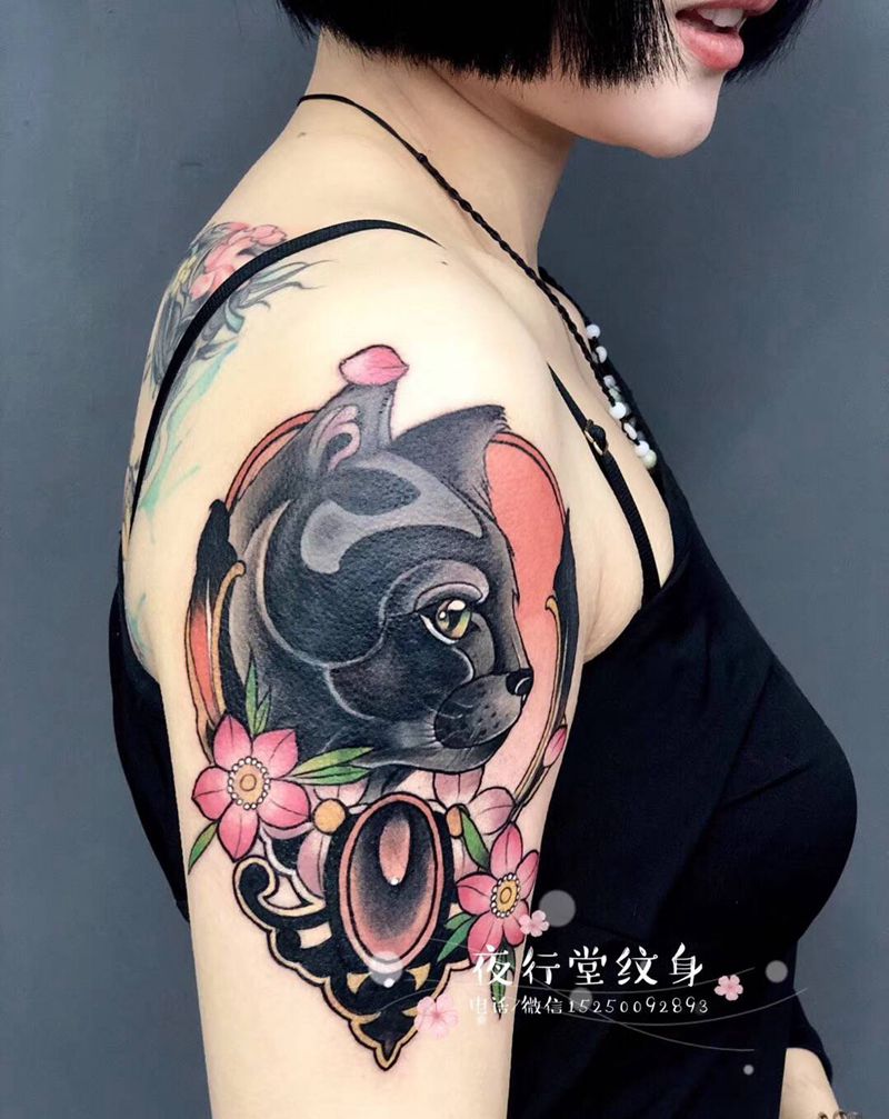 遮盖作品纹身图片_手臂Old School水彩纹身图案