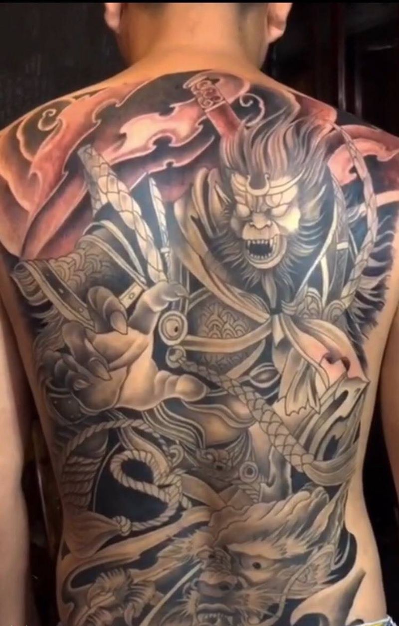 齐天大圣纹身图片_背部手臂老传统新传统纹身图案