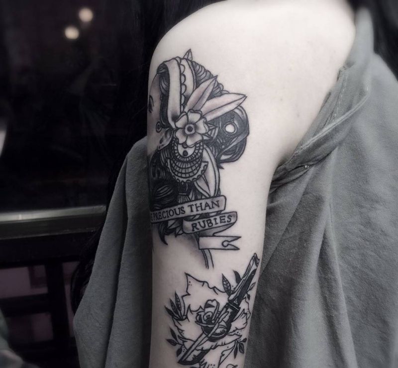 old school纹身图片_成品腿部手臂背部肩部欧美人物静物植物纹身图案