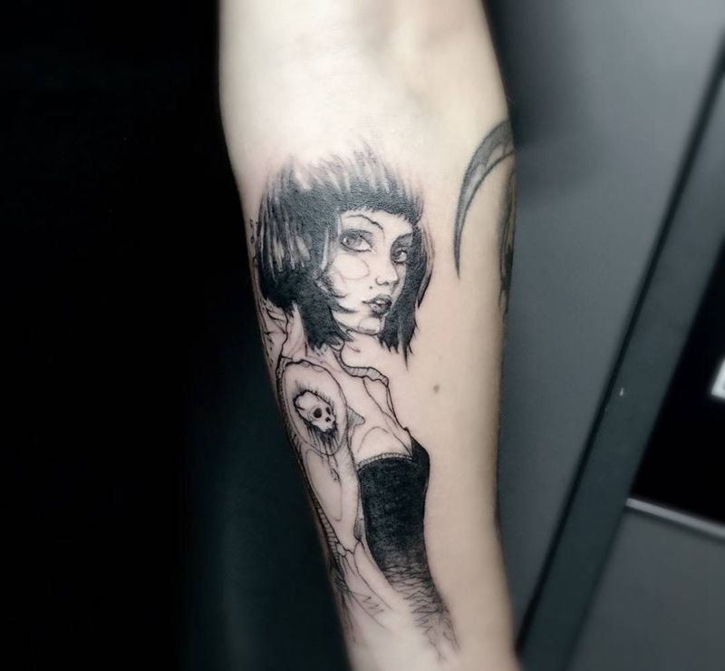 客人自带图案纹身图片_成品手臂肩部腿部背部欧美清新写实人物鬼神纹身图案