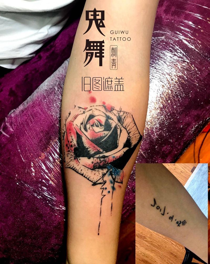 遮盖纹身图片_植物纹身图案