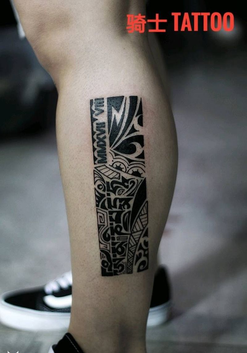 图腾添加纹身图片_腿部图腾纹身图案