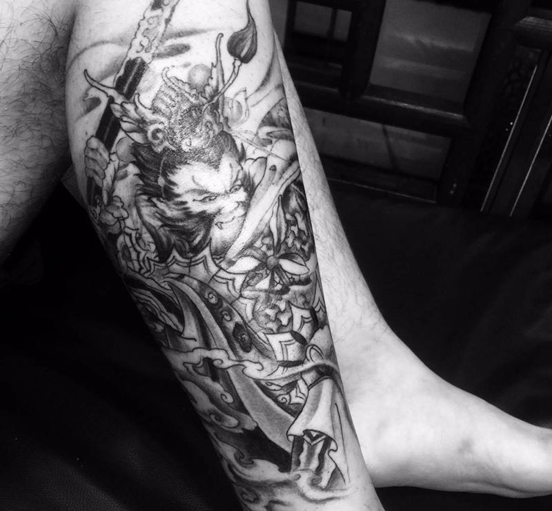 斗战胜佛纹身图片_成品腿部手臂传统鬼神人物肩部背部纹身图案