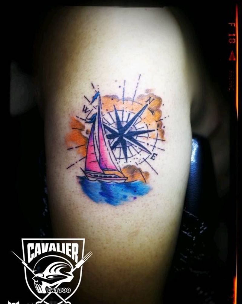 水彩纹身图片_手臂国画几何静物成品纹身图案