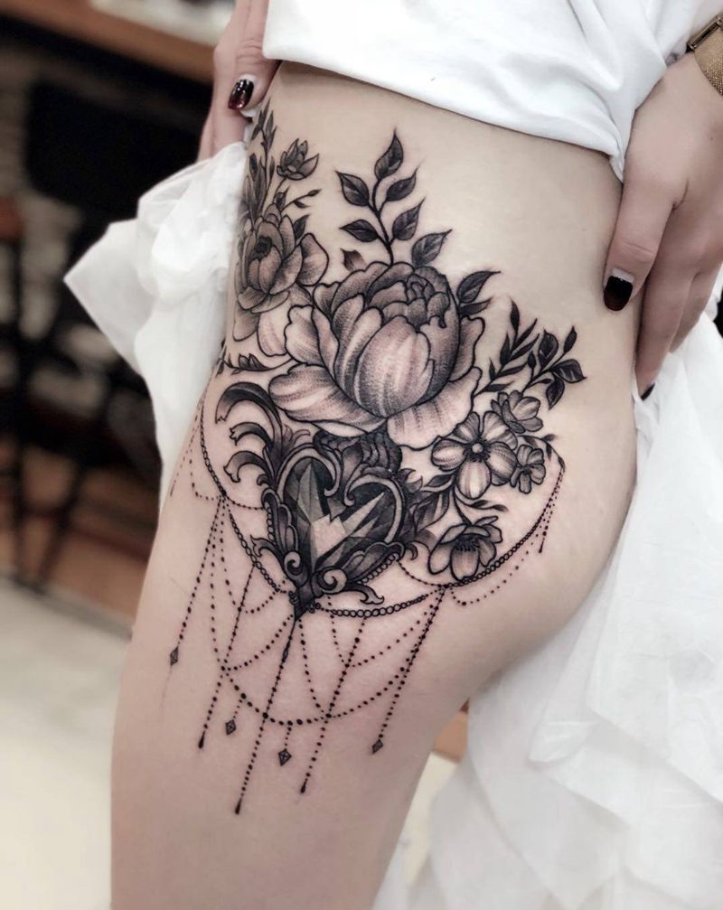 性感纹身纹身图片_成品腿部臀部清新植物肩部胸部腰部背部颈部纹身图案