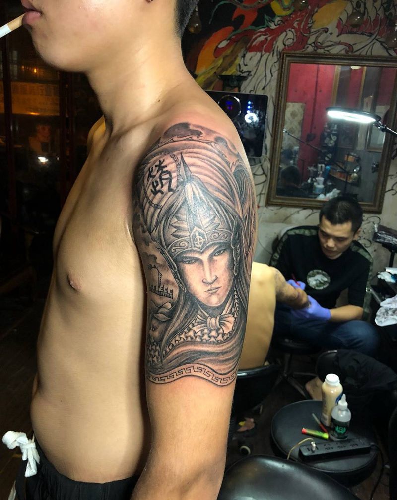 赵子龙纹身图片_手臂新传统欧美写实纹身图案