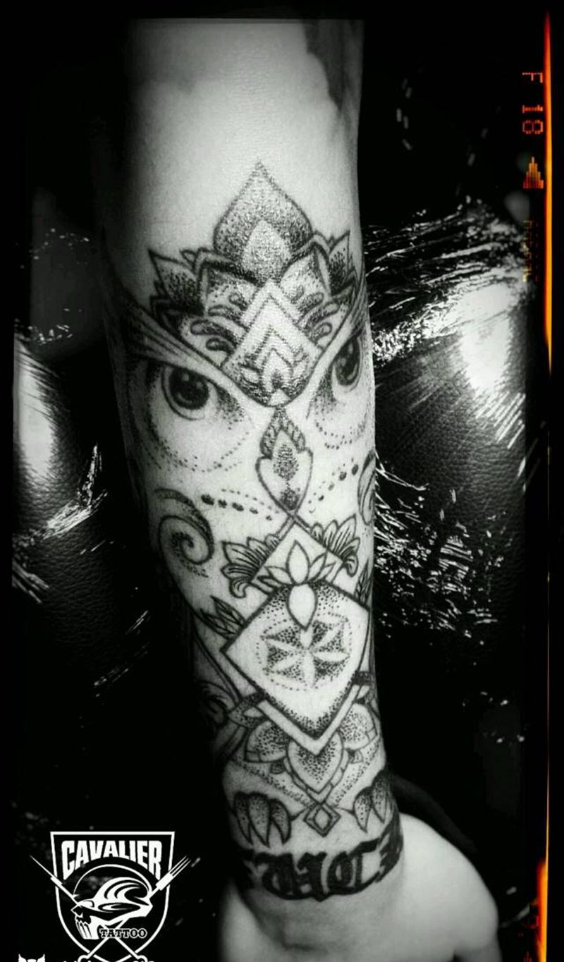 增加点刺雾面纹身图片_手臂欧美几何静物成品纹身图案