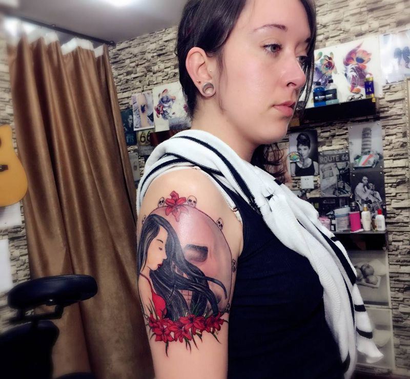 自带图案纹身图片_成品手臂腿部背部欧美写实人物鬼神原创纹身图案