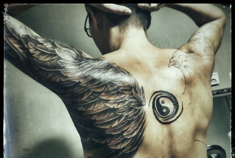 恶魔与天使纹身图片_背部传统鬼神宗教原创成品纹身图案