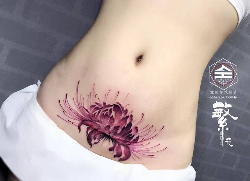 破腹产疤痕遮盖纹身图片